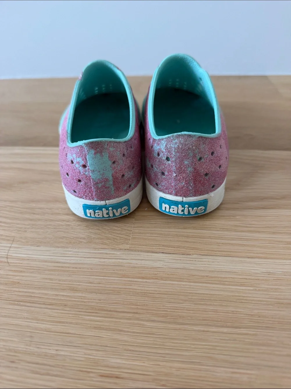 Native Kids Water Shoes in Aqua and Pink